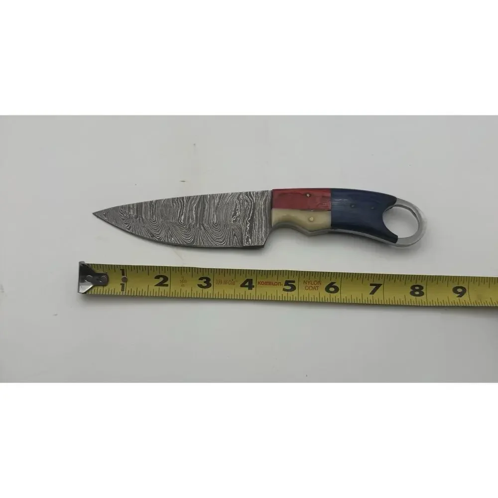Handmade Damascus Steel Fixed Blade Knife w/ Leather Sheath – Pakistan Made NEW